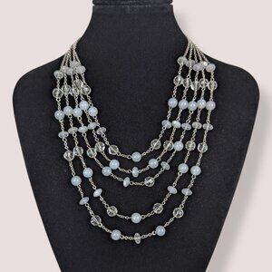 5-Strand Glass Accent Statement Necklace